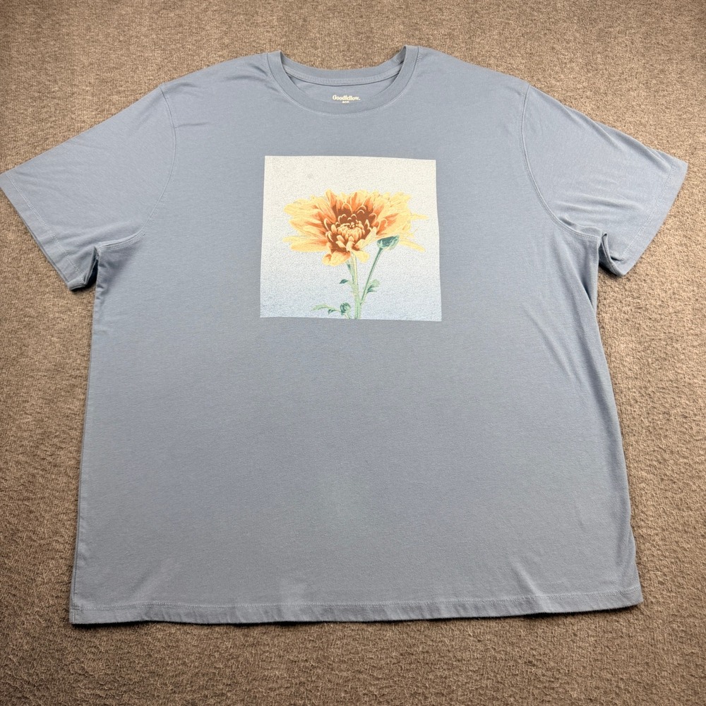 Goodfellow & Co Men's XXL Blue Flower Graphic Tee T-Shirt Short Sleeve Cotton